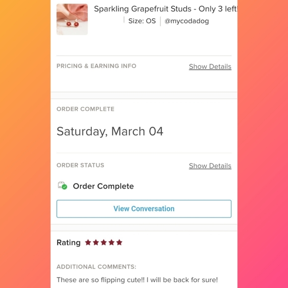 Sparkling Grapefruit Studs - Only 1 left! - Picture 10 of 10